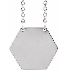 Sterling Silver 14 X 14 Mm 16 In Polished Hexagon Necklace