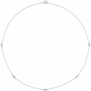 14K White Gold 5-Stone Square 2 X 2 Mm I1, H+ 16 In Polished 1/4 Ctw Natural Diamond 5-Station Necklace