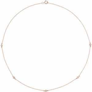 14K Rose Gold   5-Stone  Square 2 X 2 Mm I1, H+ :: 1/4 Ctw 16 In Polished 1/4 Ctw Natural Diamond 5-Station Necklace
