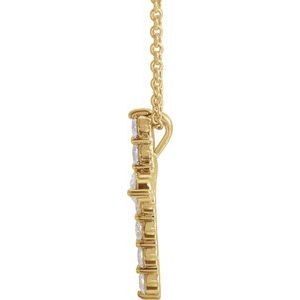 14K Yellow Gold Round Si1-Si2, G-H 16-18 In Polished Lab-Grown Diamond Cross Necklace