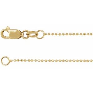 14K Yellow Gold Diamond-Cut Bead Chain, Length: 7 In, Width: 1 Mm