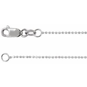 14K White Gold Diamond-Cut Bead Chain, Length: 7 In, Width: 1 Mm