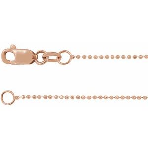 14K Rose Gold Diamond-Cut Bead Chain, Length: 20 In, Width: 1 Mm