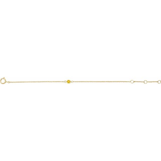 14K Yellow Or White Gold Round 3 Mm Polished Imitation Gemstone Youth Birthstone 4 1/2-5 1/2 In Bracelet