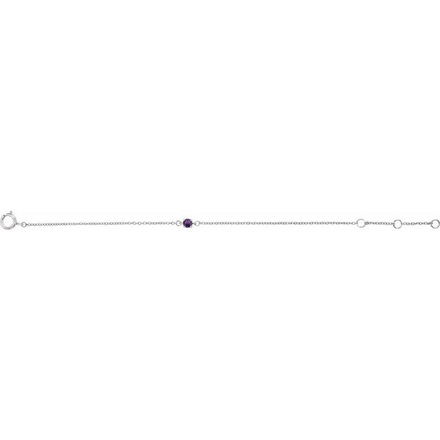 14K Yellow Or White Gold Round 3 Mm Polished Imitation Gemstone Youth Birthstone 4 1/2-5 1/2 In Bracelet