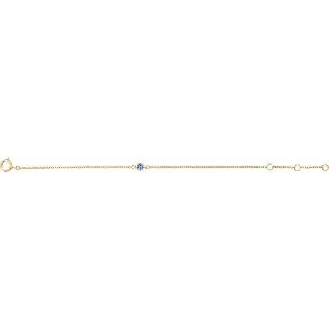 14K Yellow Or White Gold Round 3 Mm Polished Imitation Gemstone Youth Birthstone 4 1/2-5 1/2 In Bracelet