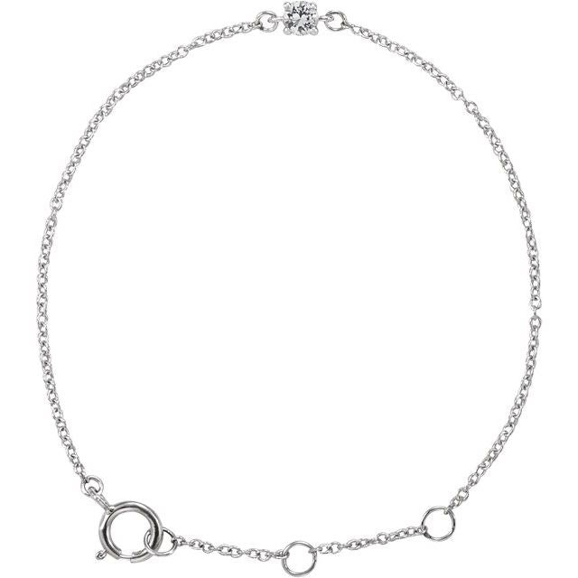 14K Yellow Or White Gold Round 3 Mm Polished Imitation Gemstone Youth Birthstone 4 1/2-5 1/2 In Bracelet