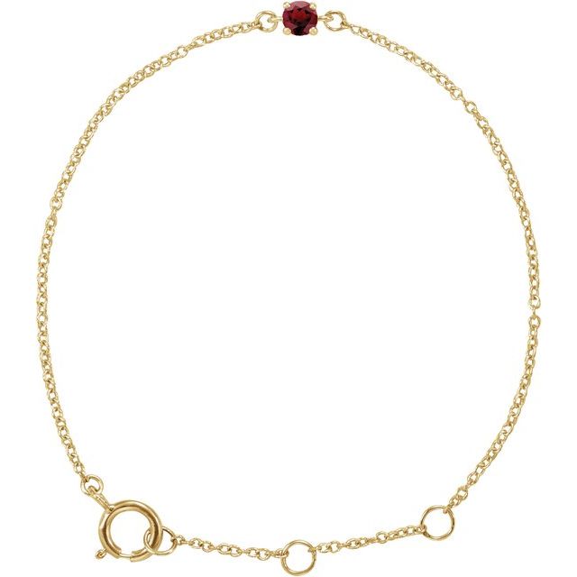 14K Yellow Or White Gold Round 3 Mm Polished Imitation Gemstone Youth Birthstone 4 1/2-5 1/2 In Bracelet