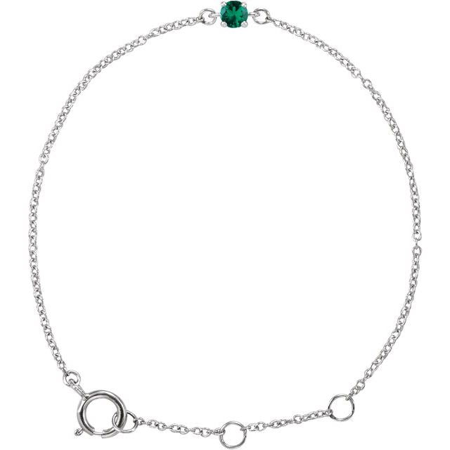 14K Yellow Or White Gold Round 3 Mm Polished Imitation Gemstone Youth Birthstone 4 1/2-5 1/2 In Bracelet