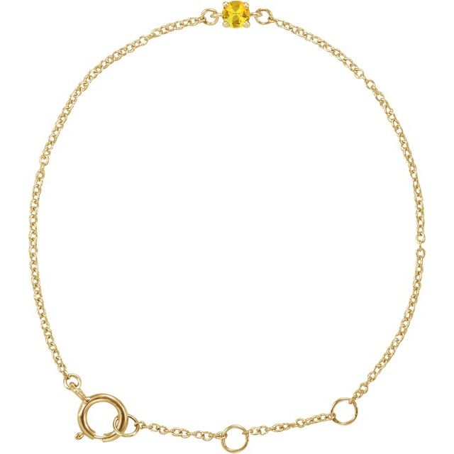 14K Yellow Or White Gold Round 3 Mm Polished Imitation Gemstone Youth Birthstone 4 1/2-5 1/2 In Bracelet
