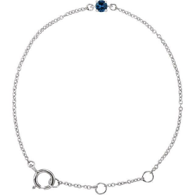 14K Yellow Or White Gold Round 3 Mm Polished Imitation Gemstone Youth Birthstone 4 1/2-5 1/2 In Bracelet