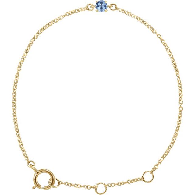 14K Yellow Or White Gold Round 3 Mm Polished Imitation Gemstone Youth Birthstone 4 1/2-5 1/2 In Bracelet