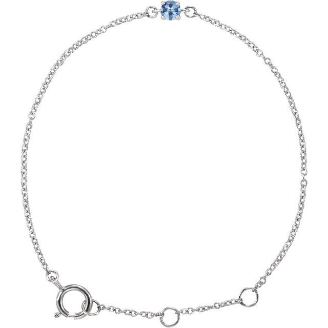 14K Yellow Or White Gold Round 3 Mm Polished Imitation Gemstone Youth Birthstone 4 1/2-5 1/2 In Bracelet