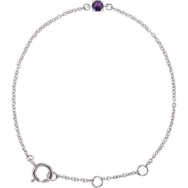 14K Yellow Or White Gold Round 3 Mm Polished Imitation Gemstone Youth Birthstone 4 1/2-5 1/2 In Bracelet