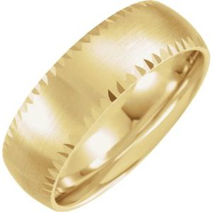 14K Yellow Gold 7 Mm Polished Facet-Edge Comfort-Fit Satin Finished Band Size 10