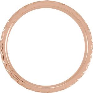 14K Rose Gold 6 Mm Polished Scalloped Edge Comfort-Fit Satin Finished Band Size 10