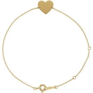 18K Yellow Gold-Plated Sterling Silver 12 X 11 Mm 7-8 In Polished Engravable Heart-Shaped Bracelet