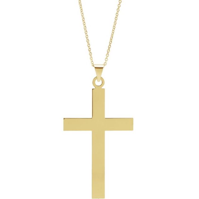 14K Yellow Gold 39 X 25 Mm 18 In Polished Cross Necklace
