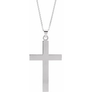 Sterling Silver 39 X 25 Mm 18 In Polished Cross Necklace
