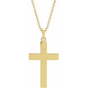 14K Yellow Gold 22 X 14 Mm 18 In Polished Cross Necklace