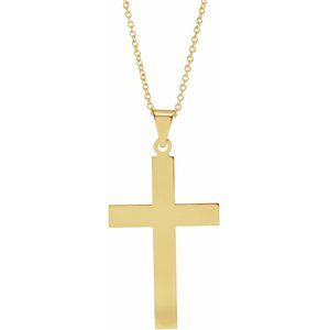 14K Yellow Gold 28 X 18 Mm 18 In Polished Cross Necklace