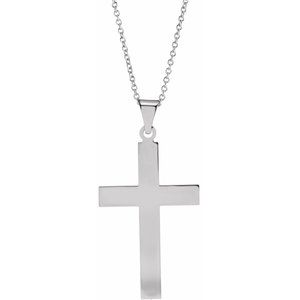 Sterling Silver 28 X 18 Mm 18 In Polished Cross Necklace