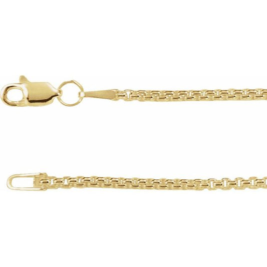 14K Yellow Gold Filled 1.8 Mm 18 In Lobster Clasp Polished Rounded Box Chain