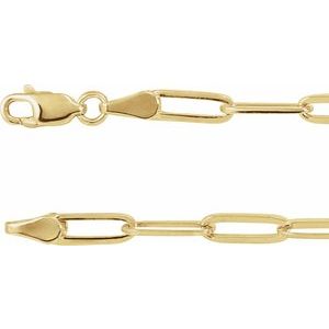 18K Yellow Gold-Plated Sterling Silver Lobster Clasp Paperclip-Style Chain, Length: 7 In, Width: 3.85 Mm