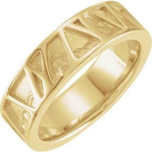 14K Yellow Gold 7 Mm Polished Nature-Inspired Wedding Band Size 7.5
