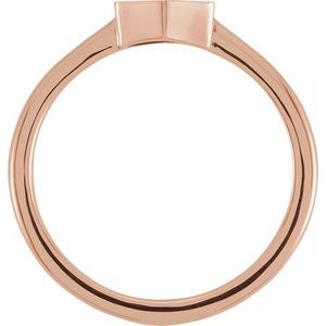 14K Rose Gold Hexagon 9.5 X 8 Mm Brush Polished Signet Ring Size 7