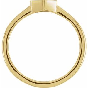 14K Yellow Gold Hexagon 9.5 X 8 Mm Brush Polished Signet Ring Size 7