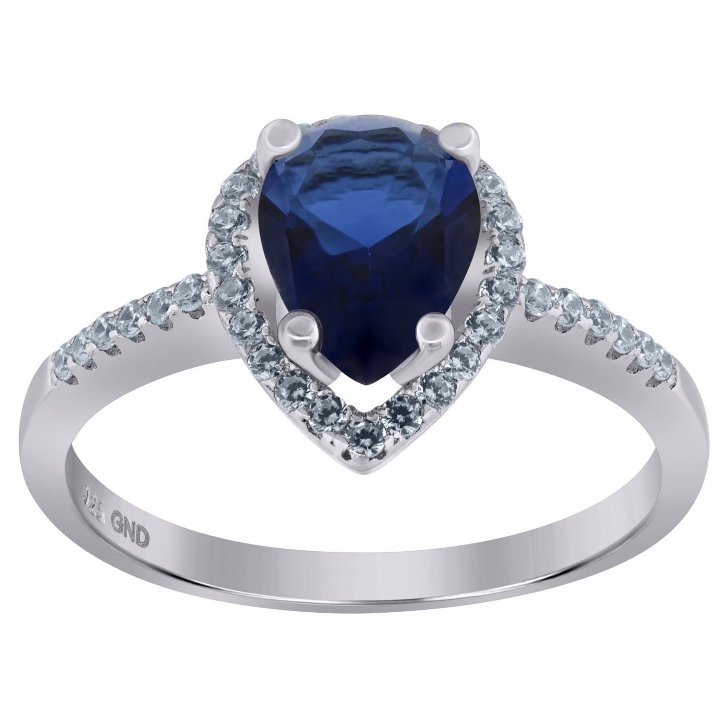 Sterling Silver Womens Royal Blue Pear Cubic Zirconia Fashion Bridal Anniversary Wedding Engagement Band Ring