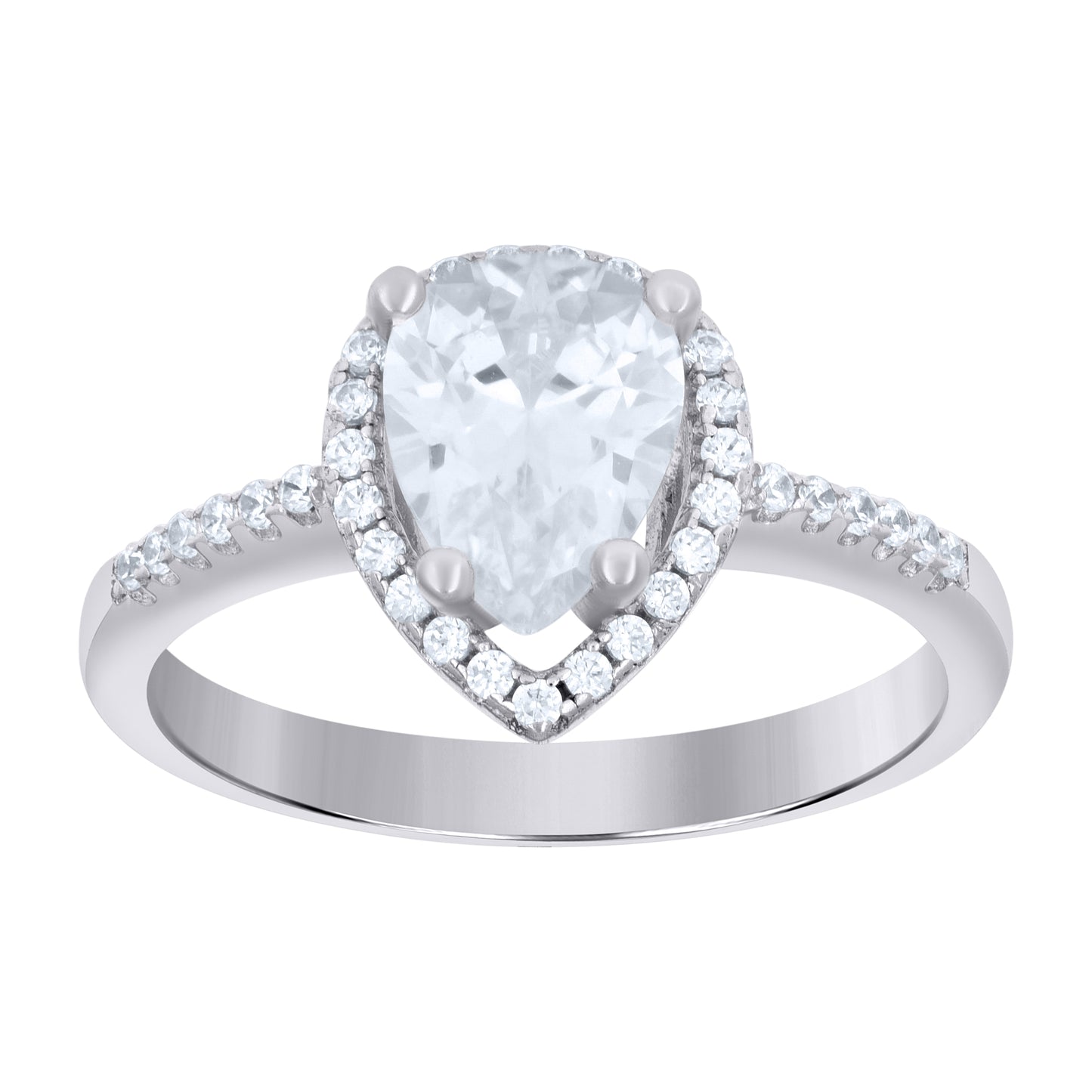 Sterling Silver Womens Pear Cubic Zirconia Fashion Bridal Anniversary Wedding Engagement Band Ring