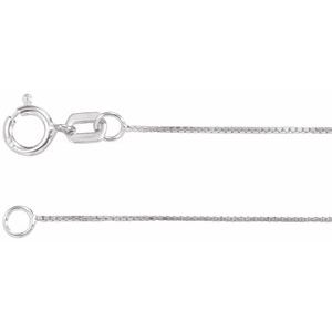 14K White Gold Box Chain, Length: 7 In, Width: .55 Mm