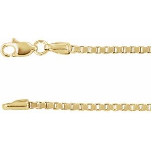 14K Yellow Or White Or Rose Gold 1.82 Mm 7 In Lobster Clasp Polished Box Chain