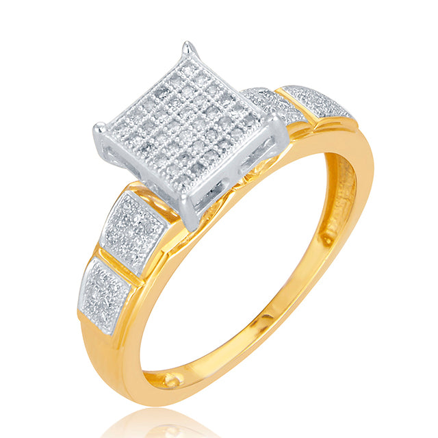 10K Yellow Gold 0.21 Cttw Diamond Ladies Micropave Ring