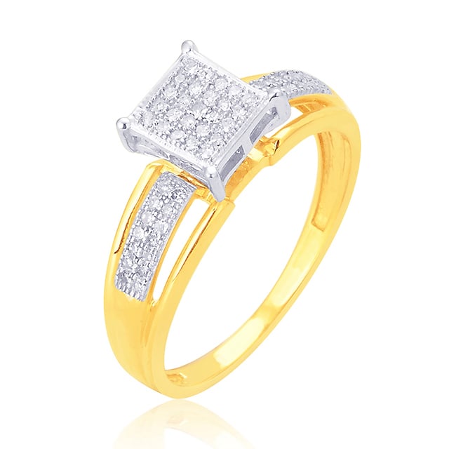 10K Yellow Gold 0.15 Cttw Diamond Ladies Micropave Ring