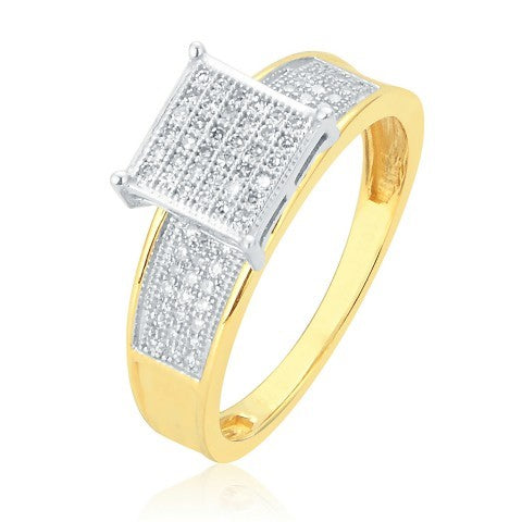 10K Yellow Gold 0.23- 0.25 Cttw Diamond Ladies Micropave Rings