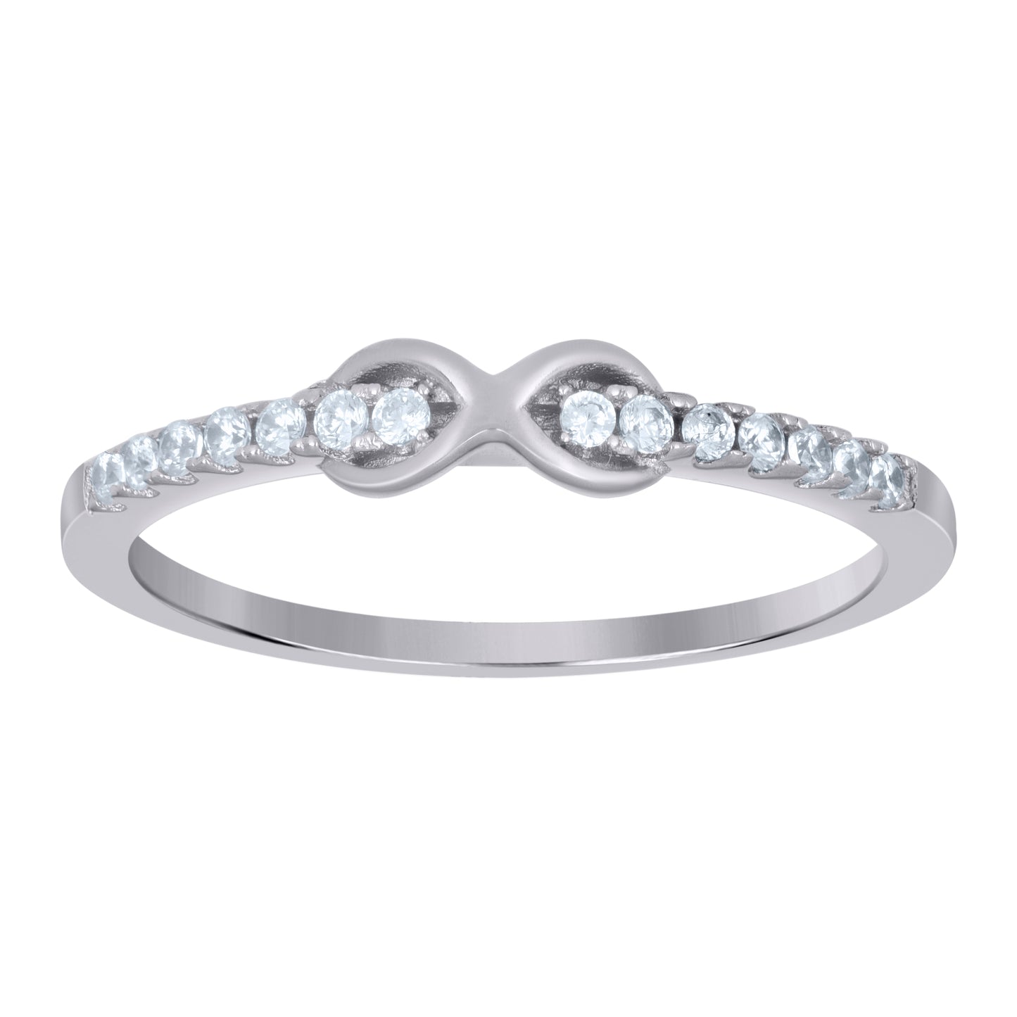 Sterling Silver Womens Cubic-Zirconia Infinity Bridal Anniversary Wedding Engagement Band Ring