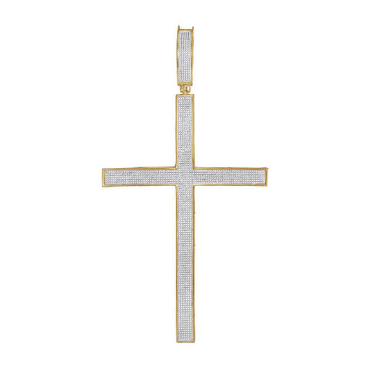 10K Yellow Gold Mens Round Diamond Roman Cross Large Charm Pendant 2 Cttw, Length: 4.69 In, Width: 2.46 In