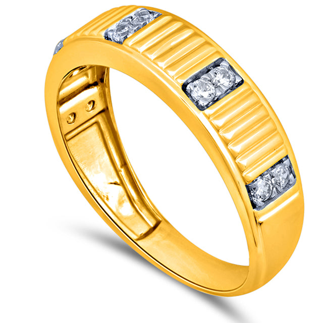 10K Yellow Gold 0.23-0.27 Cttw Diamond Mens Band