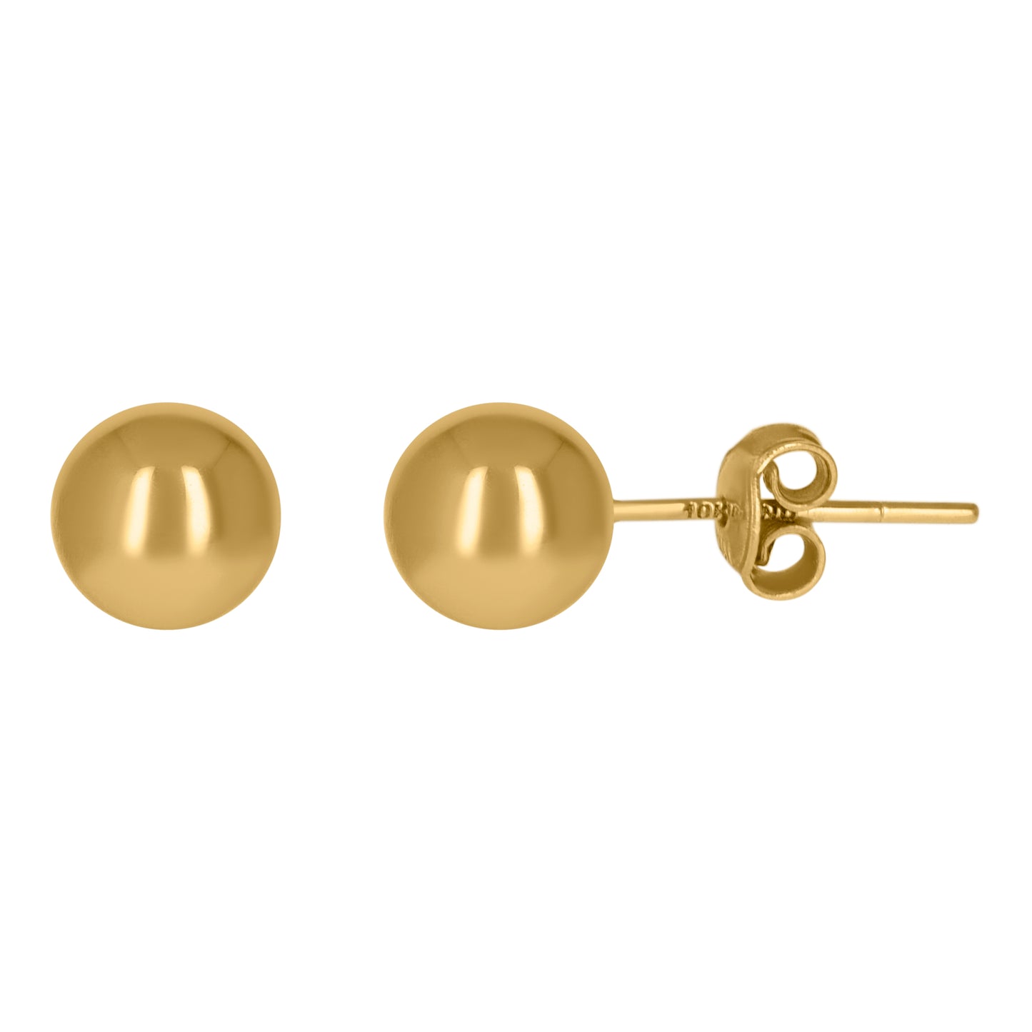 10K Yellow Gold Mens Polished Finish Ball Stud Earrings