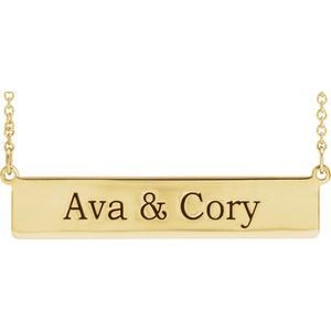 18K Yellow Vermeil 34 X 6 Mm 17.5 In Polished Be Posh Engravable Rectangle Necklace