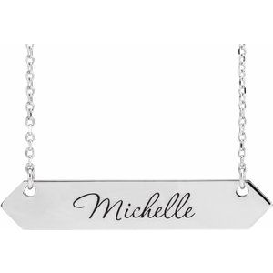 Sterling Silver 33 X 6 Mm 16-18 In Polished Engravable Geometric Necklace