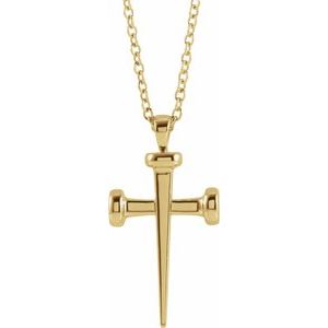 14K Yellow Gold 28 X 14.71 Mm 18 In Polished Nail Cross Necklace