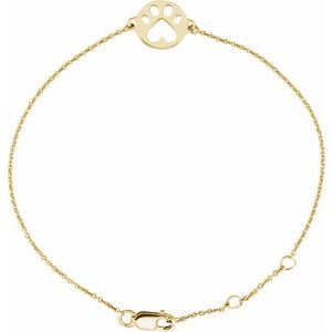 14K Yellow Gold 12.6 X 9.5 Mm 7 In Polished Our Cause For Paws Bracelet