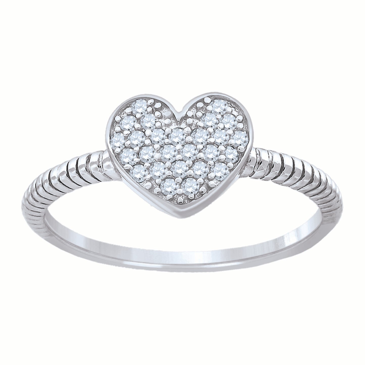Sterling Silver Women's Cubic-Zirconia Heart Bridal Anniversary Wedding Engagement Band Ring
