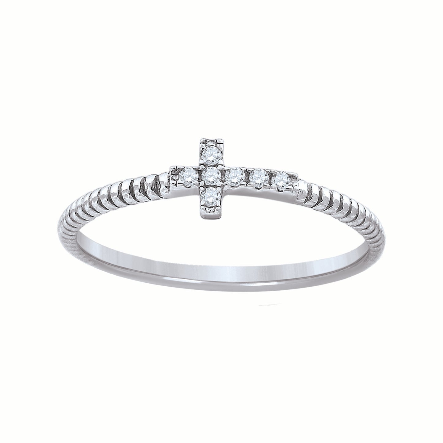 Sterling Silver Womens Cubic-Zirconia Cross Religious Bridal Anniversary Wedding Engagement Band Ring