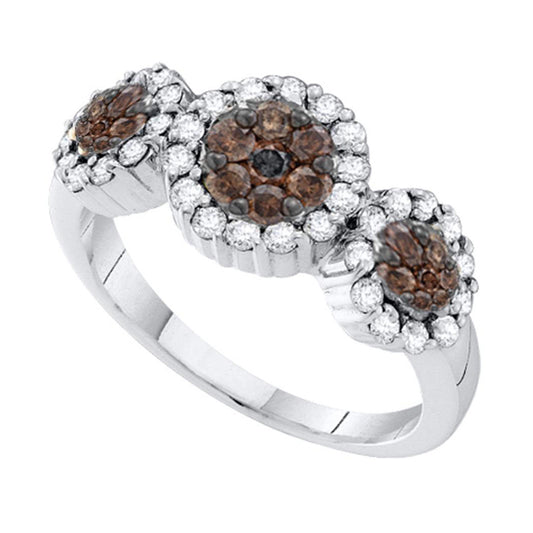 14K White Gold Womens Round Brown Diamond Cluster Ring 1/2 Cttw, Womens Size: 5-10