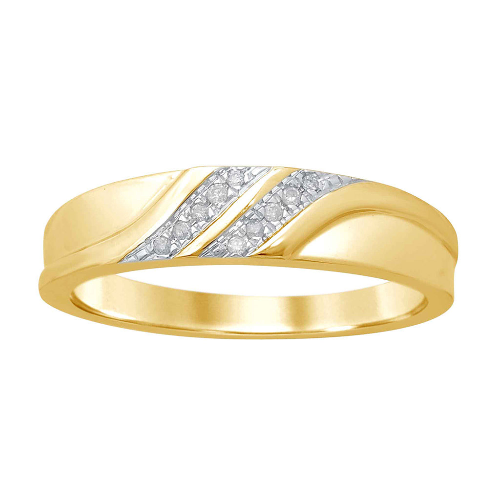 10K Yellow Gold 0.05- 0.06  Cttw Diamond Mens Band